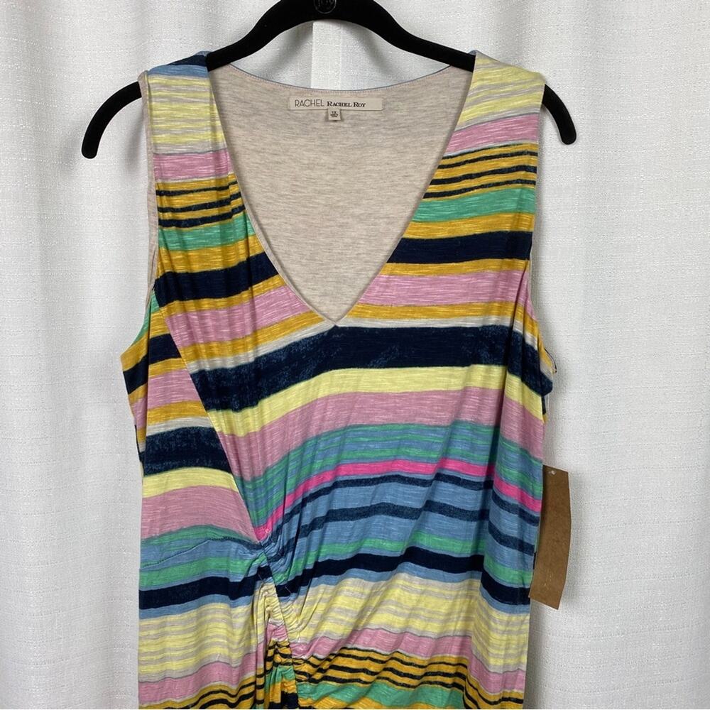 Rachel Rachel Roy April Navy Combo Striped Hem Tie Dress Sz.1X NWT - Picture 6 of 16